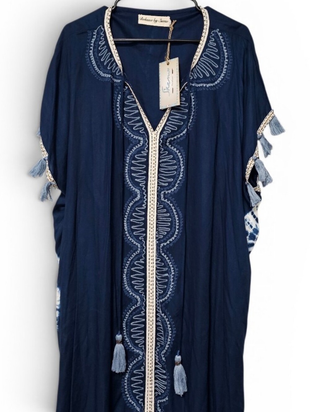 Skemo Boheme Blue & White Tie Dye Long Kaftan NWT Size XL